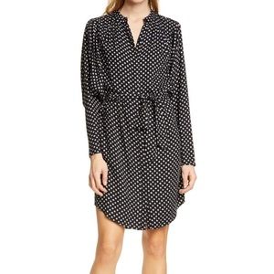 Joie Myune Black Geometric Print Tie Waist Shirt Dress Size XXS